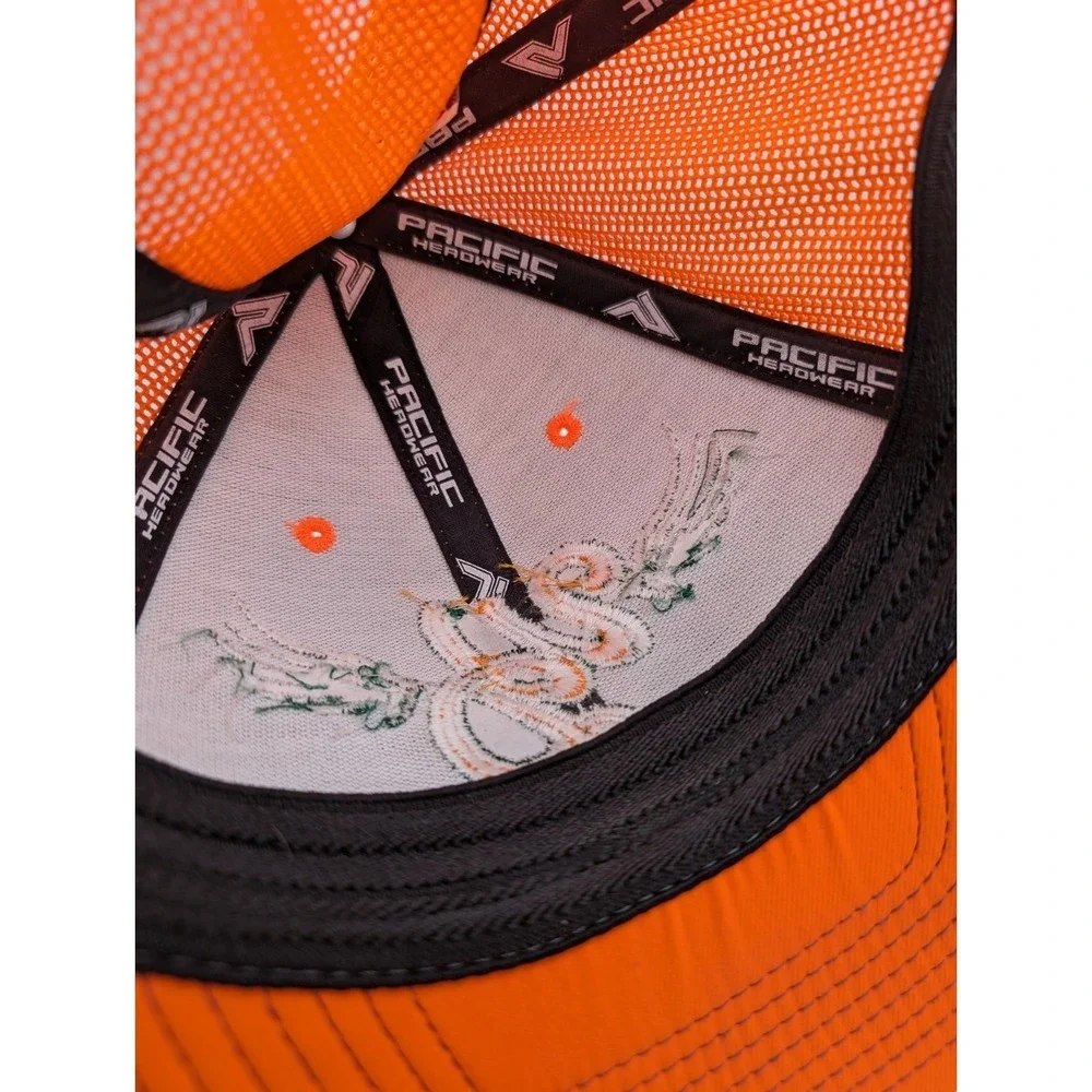 PACIFIC HEADWEAR Fitted‎ Trucker Hat Men's L/XL Orange Grey Cap Pro Model
